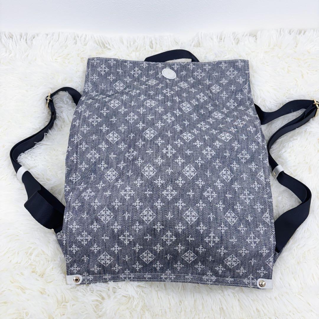 新品タグ有 極美品◆russet 折りたためるデニムプリント リュック