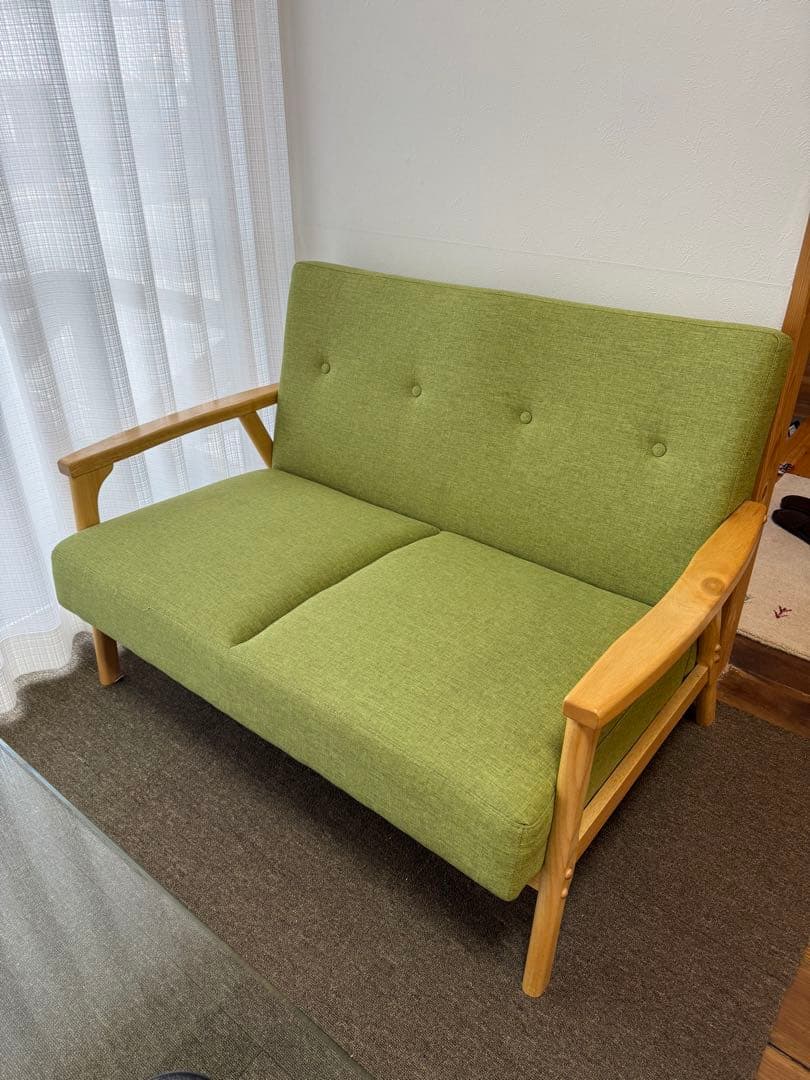 【直接取引のみ】ソファ 2人掛けソファ 3人掛けソファ 2セット 緑ソファ