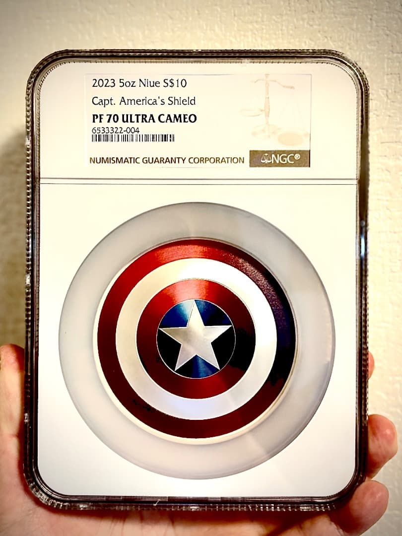 ★155g純銀★【最高鑑定】2023 キャプテンアメリカ 盾 3D銀貨