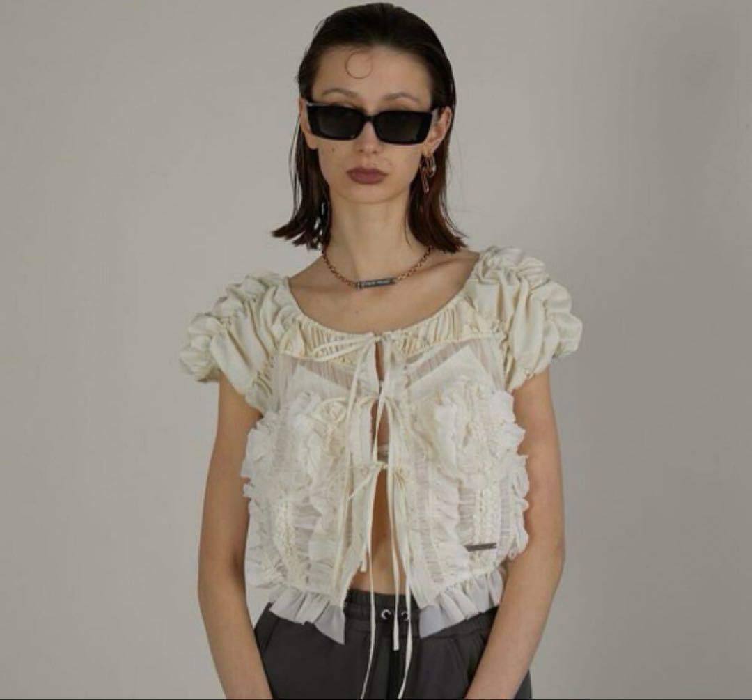 Shirring Puff Sleeve Topホワイトprankproject