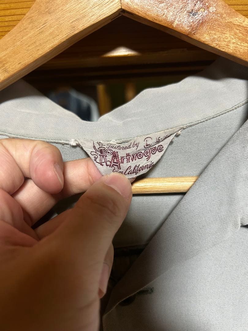 (Special) 50s レーヨンシャツ 単色 ミント ハンドステッチ L