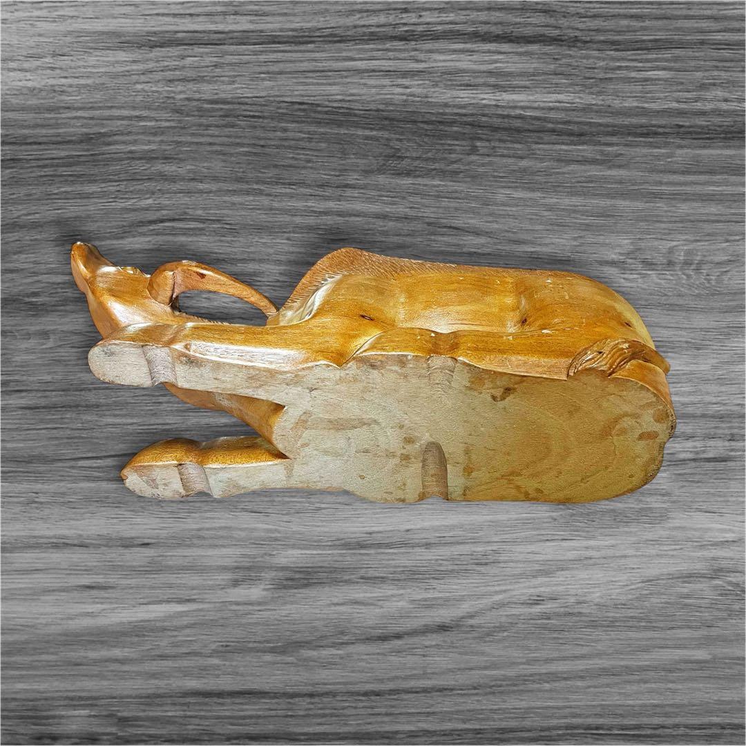 【送料無料❗️】ミッドセンチュリー木製手彫りビンテージワインボトルホルダー 水牛