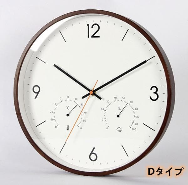壁掛け時計 電波時計 掛け時計 木製 ウッド 天然木 温度計 湿度計