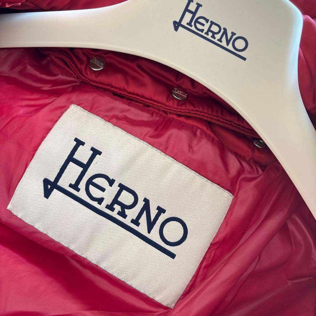 ら*中様 ヘルノ HERNO レッド ダウンジャケット ポーラテック