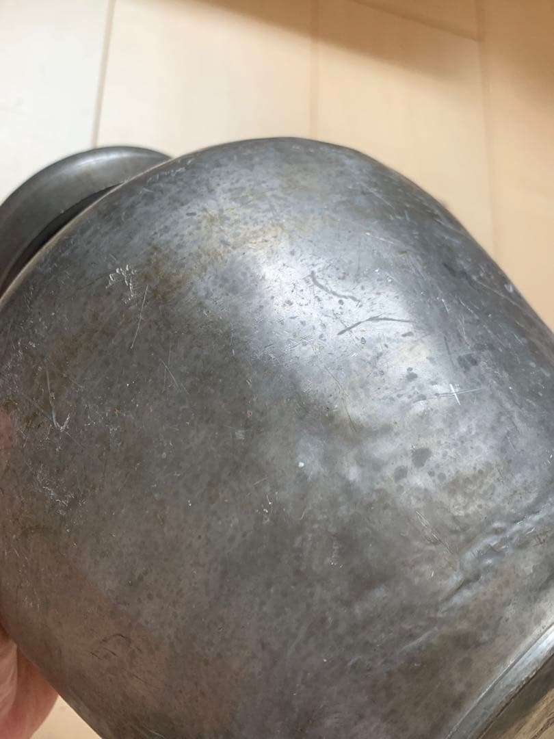古錫製　錫斑茶壷　煎茶道具　高さ21cm