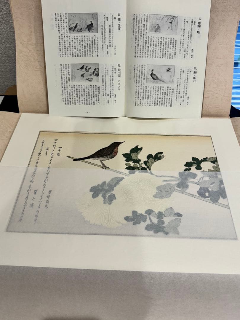 喜多川歌麿画 「絵本百千鳥」手摺木版画 計14枚 解説付