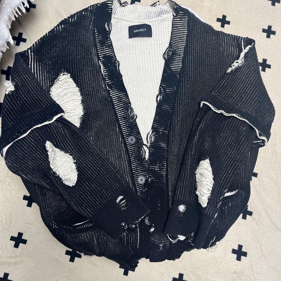 Grancy ディストラクションデザインビッグカーディガン ブラック M