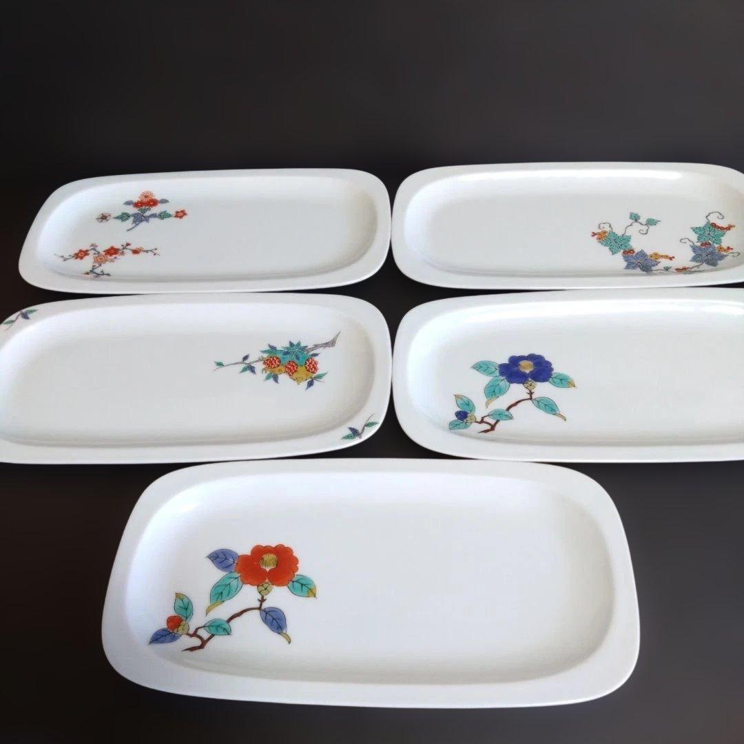 新品 有田焼 十三代柿右衛門窯筆頭絵付師舘林 古琳庵 長皿５枚