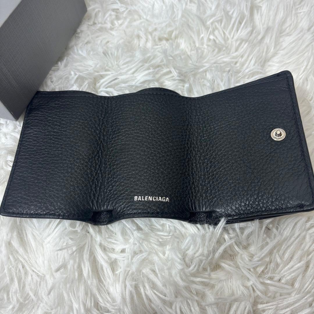 美品✨【バレンシアガ】ペーパーミニウォレット　三つ折り財布　黒