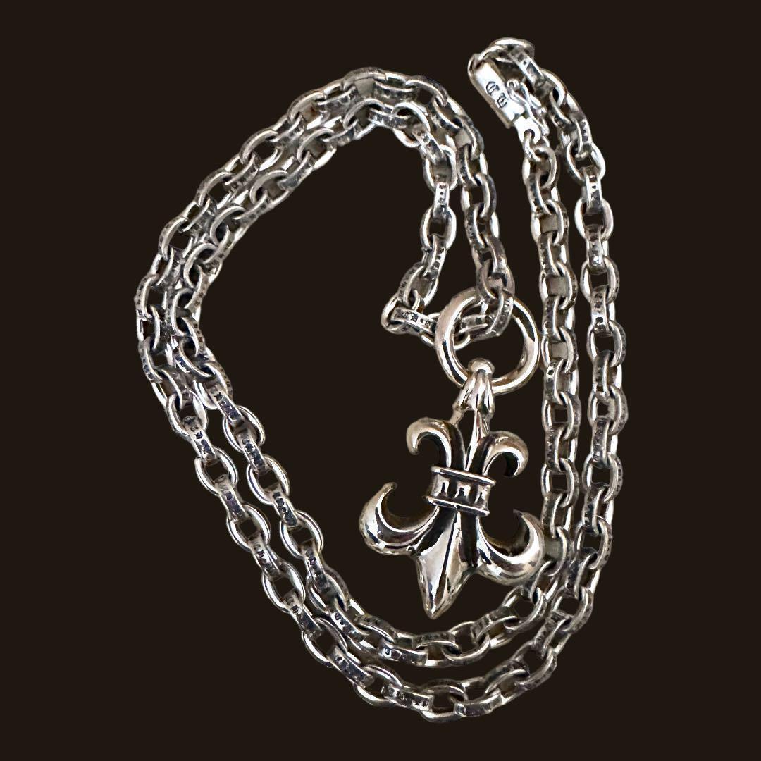 ユリの紋章　新品 シルバー925 ペーパーチェーン フレア ネックレスセット