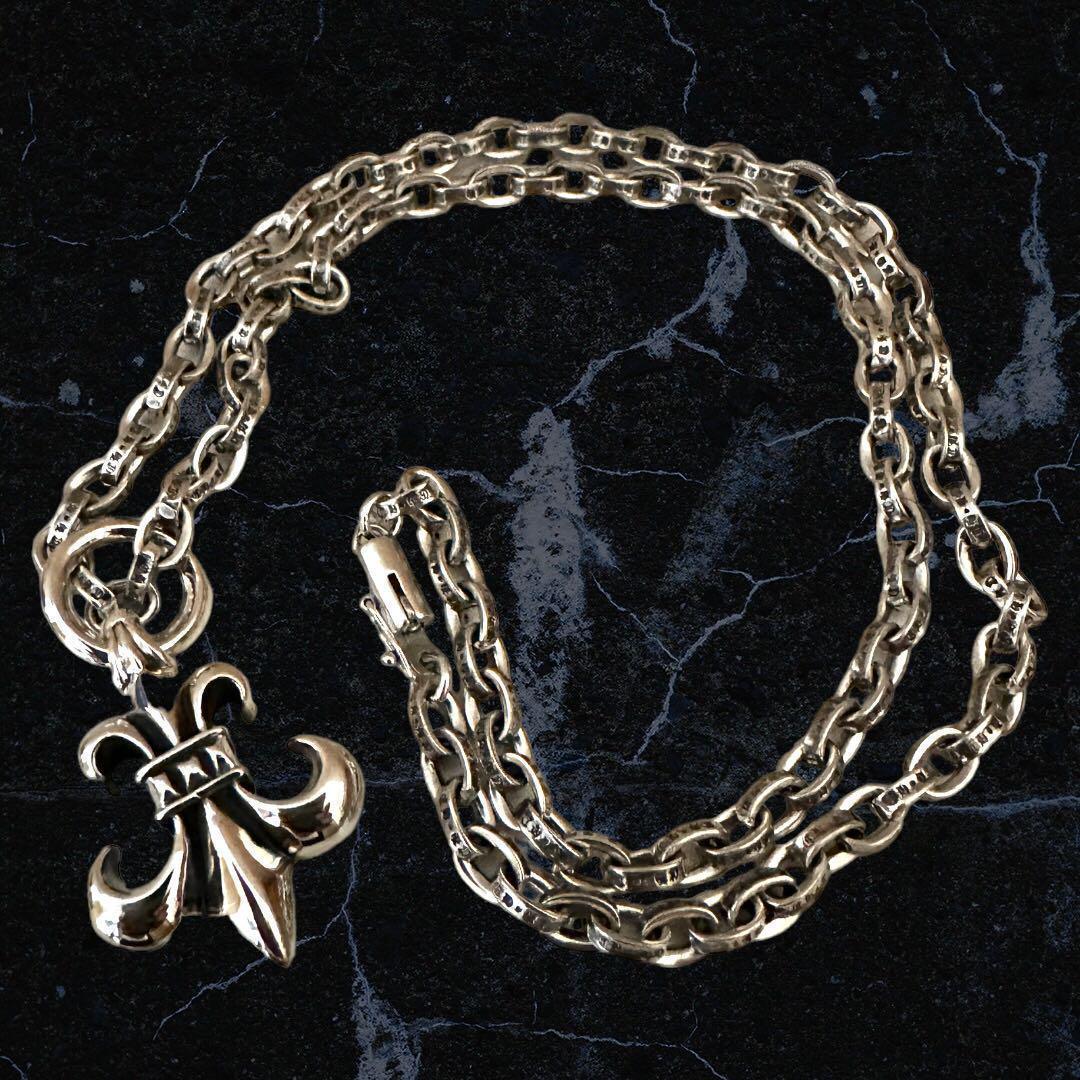 ユリの紋章　新品 シルバー925 ペーパーチェーン フレア ネックレスセット