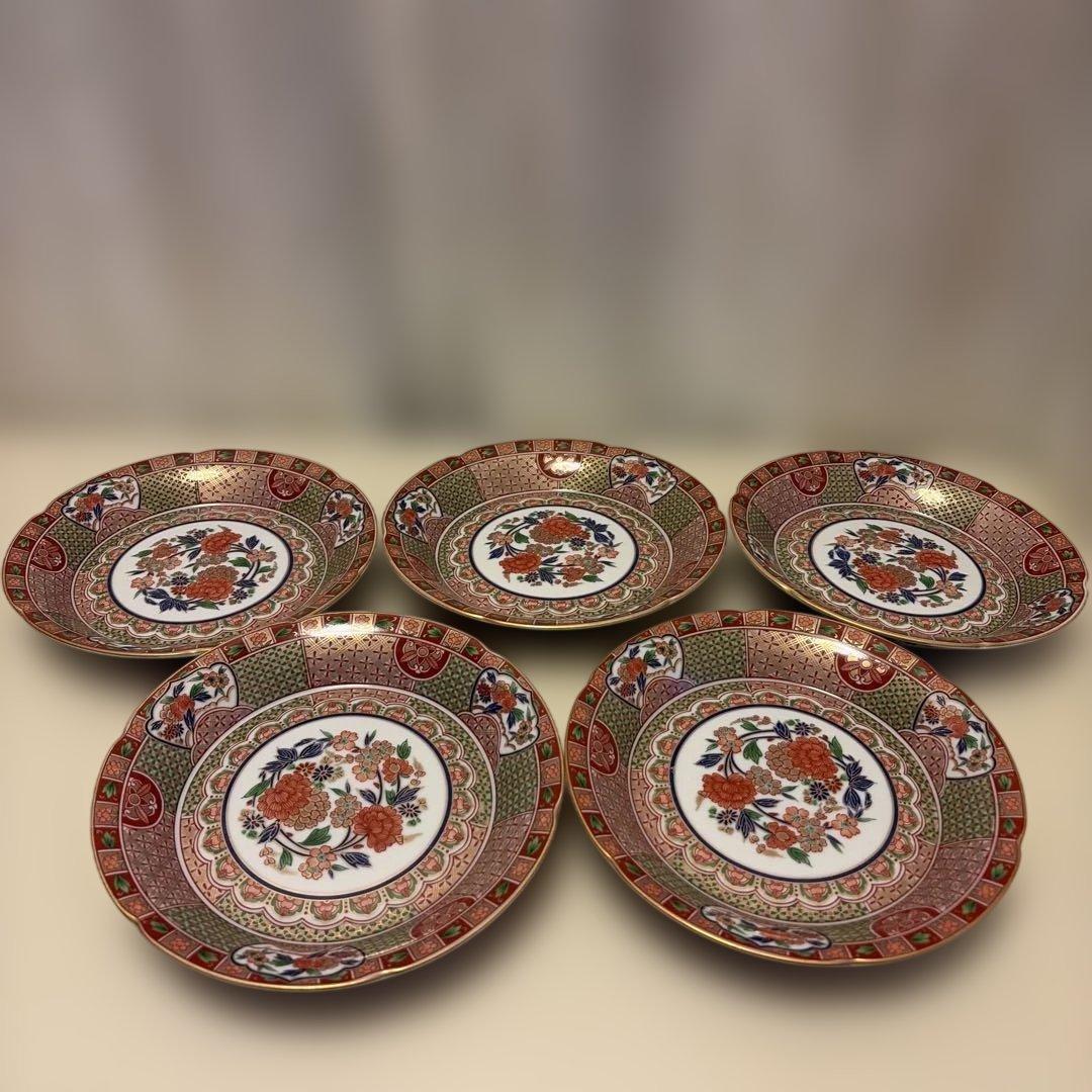 お正月に！　龍峯窯　古伊万里　金彩　琳派　祥瑞花丸紋　中皿　銘々皿