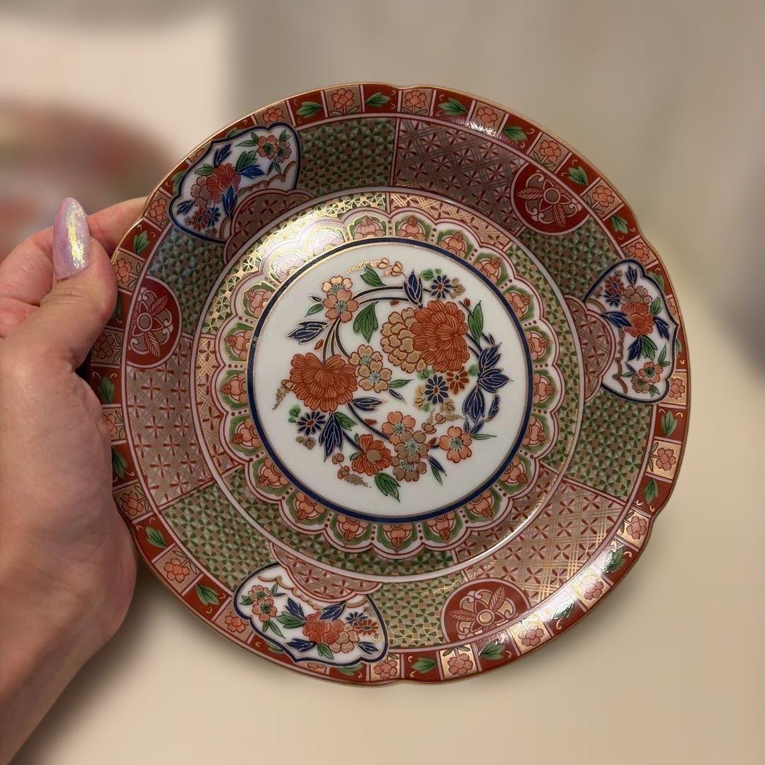 お正月に！　龍峯窯　古伊万里　金彩　琳派　祥瑞花丸紋　中皿　銘々皿