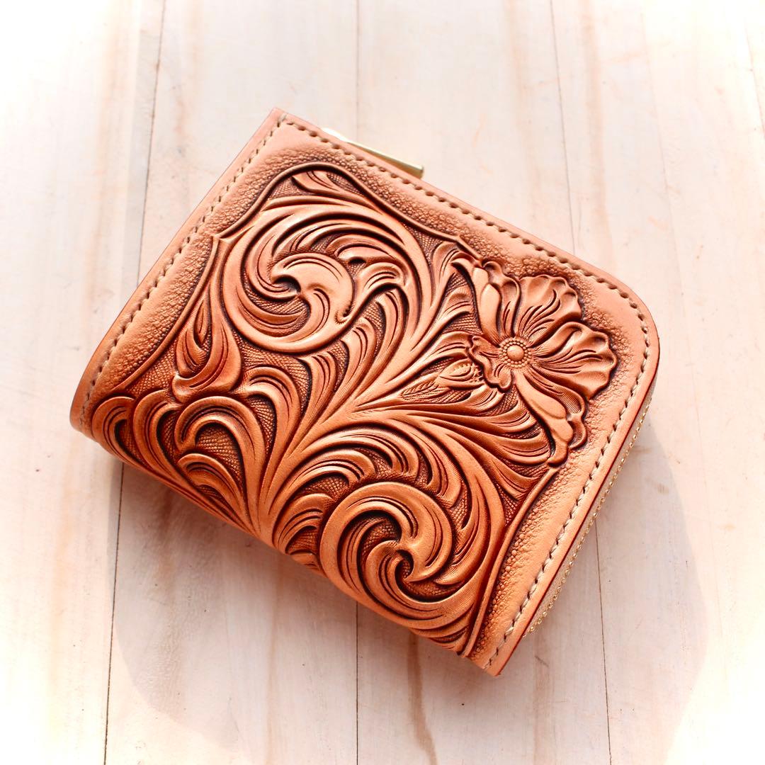 L字ファスナーウォレット 【カービング /ナチュラル】