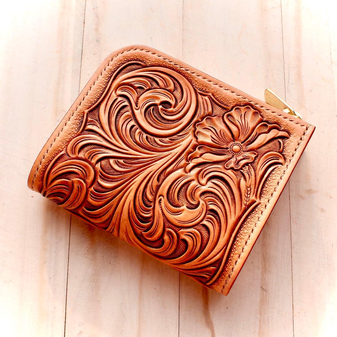 L字ファスナーウォレット 【カービング /ナチュラル】