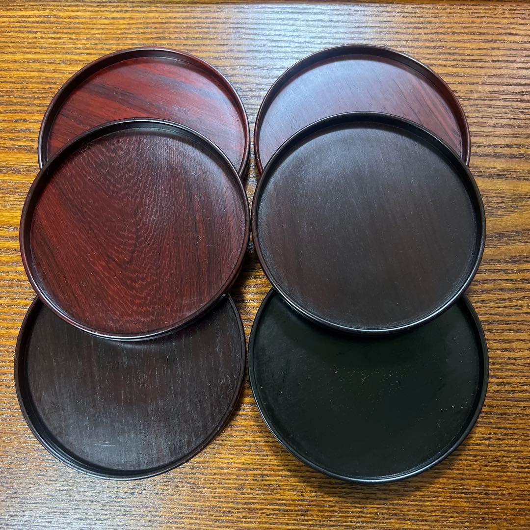 希少 紫檀 菓子皿 6枚セット ❺