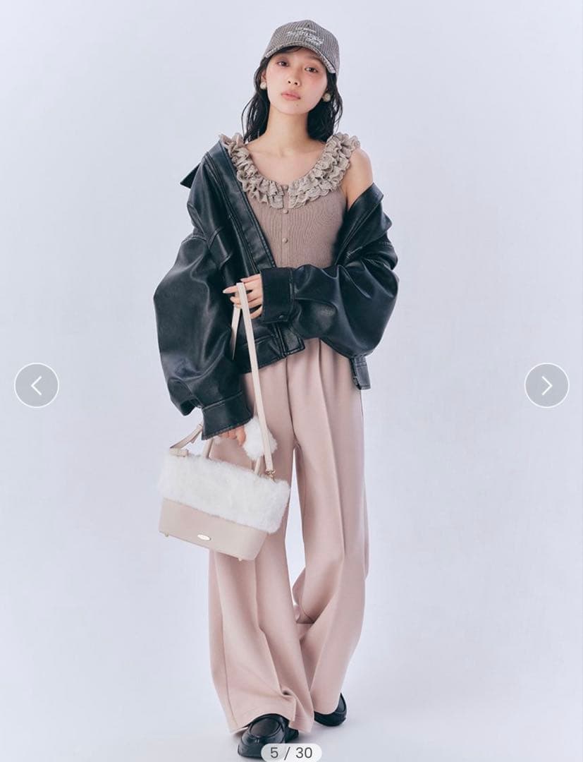 Lilybrown ヴィンテージフェイクレザーブルゾン