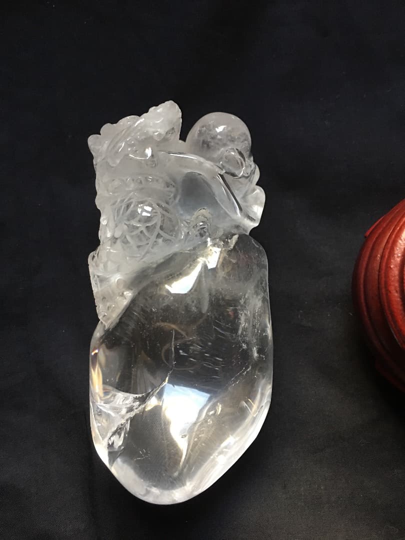 天然石 水晶 龍彫刻
