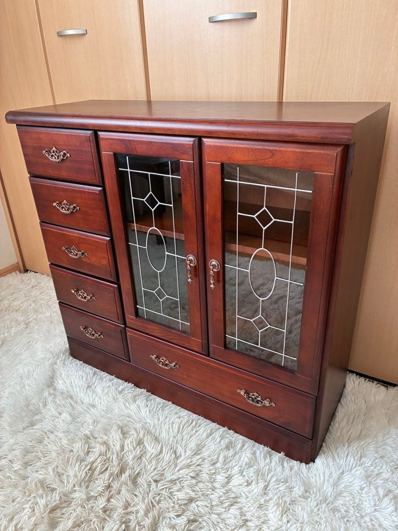 【サイドボード】木製　ステンドグラス調　キャビネット　インテリア◎