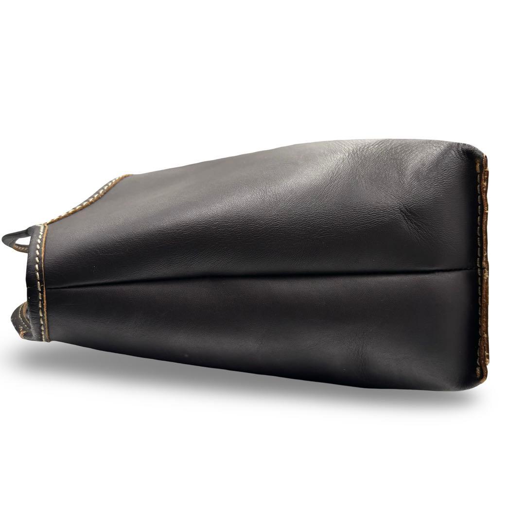 【良品】ツモリチサト　トートバッグ　オールレザー　ブラウン　手提げ　大容量