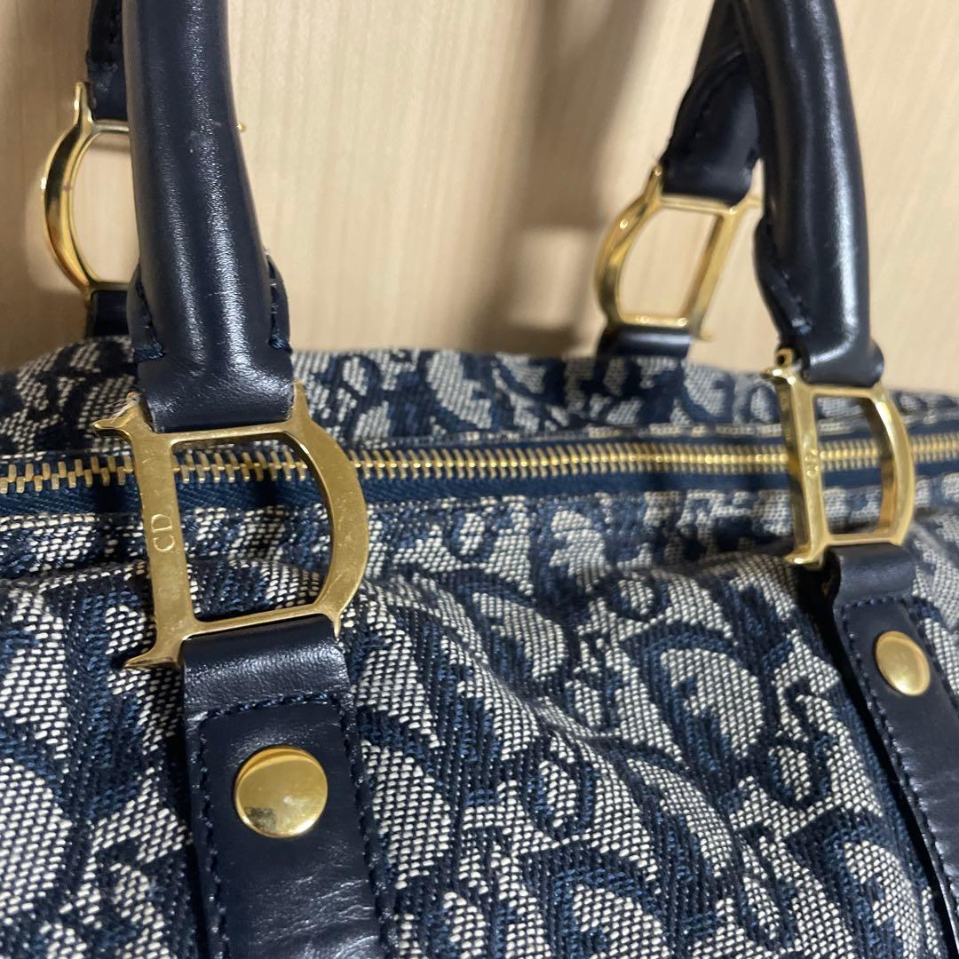クリスチャンディオールボストンバック　トロッター柄D金具　ネイビー