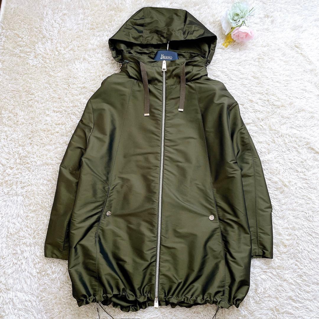 極美品✨HERNO モッズコート フード付 2way 44サイズ カーキ