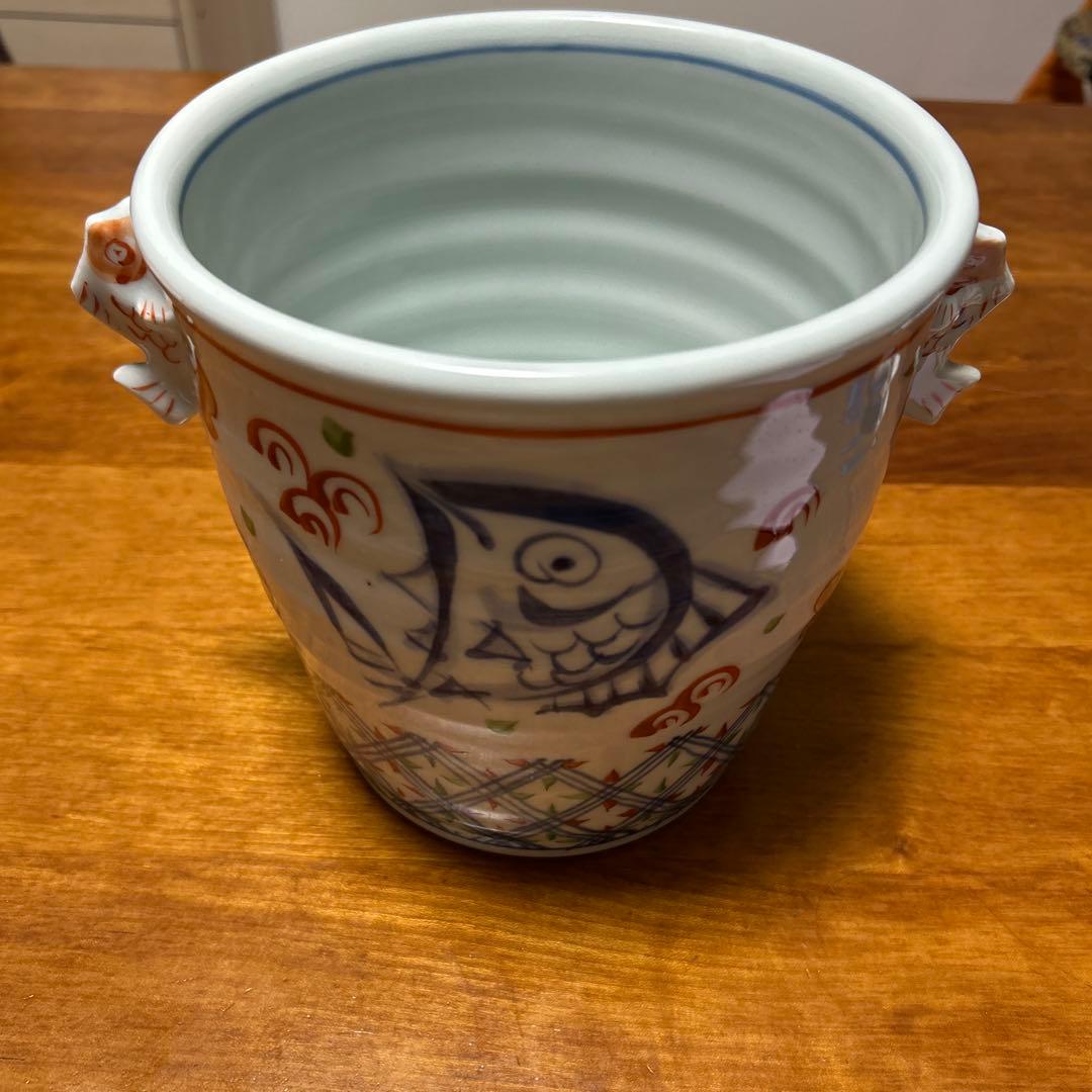 【レア】陶器ワインクーラー　庫山窯　前畑陶器　縁起商店　縁起物　めで鯛