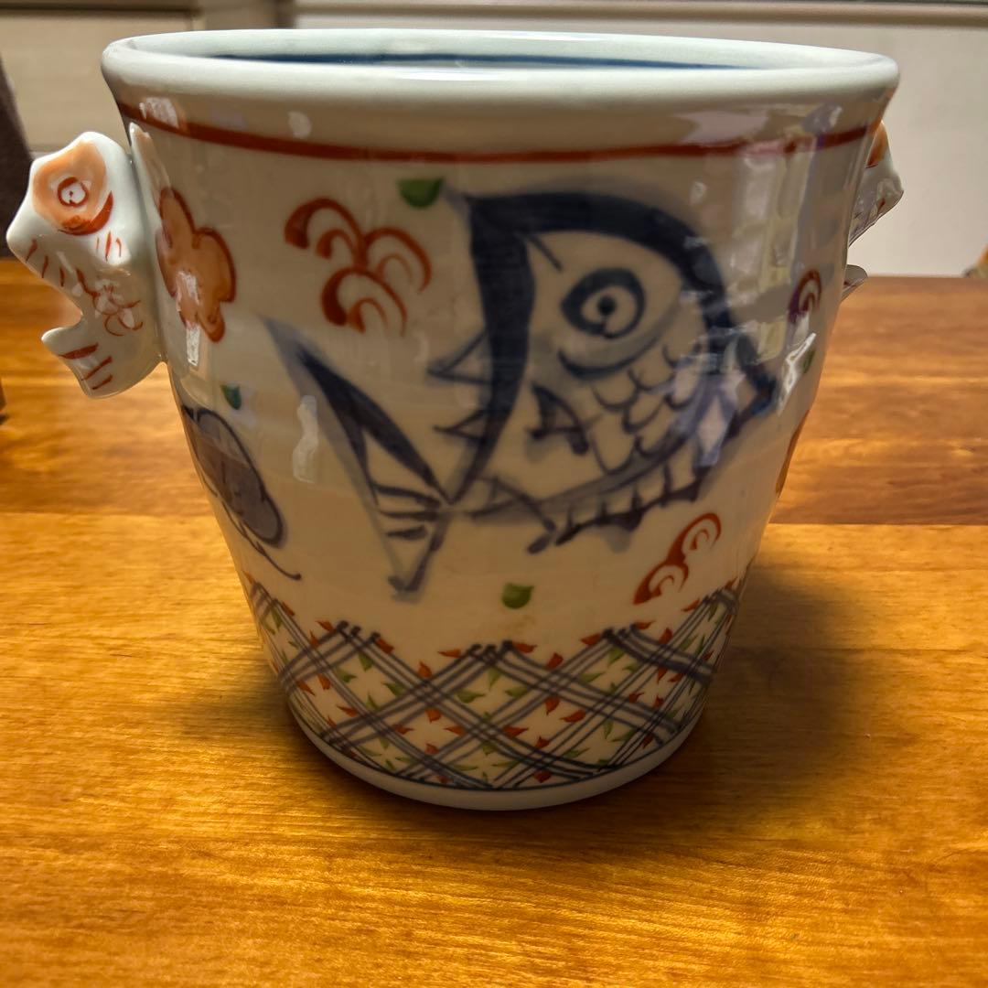 【レア】陶器ワインクーラー　庫山窯　前畑陶器　縁起商店　縁起物　めで鯛