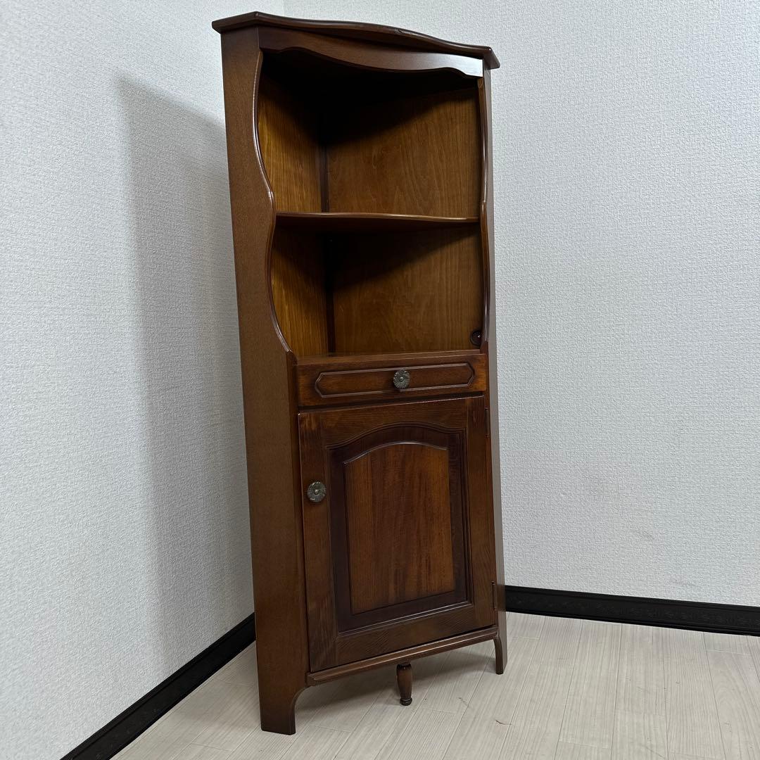カリモク コロニアル コーナー 飾り棚 キャビネット 電話台 花台 i1※