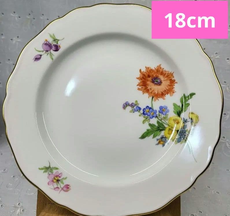 未使用近❤マイセン ベーシックフラワー 3つの花 プレート皿 ケーキ デザート