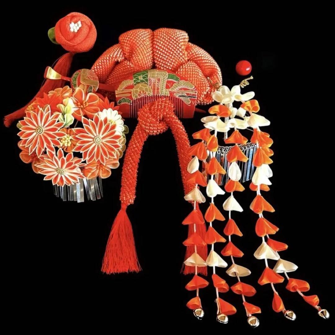 専用です。 日本髪 髪飾り 七五三(7歳) 橙色