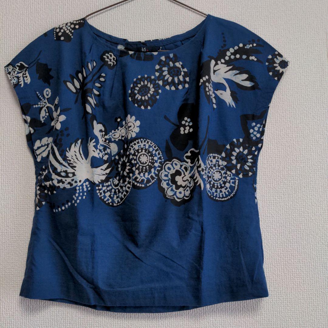 未使用45Rインディゴ 不死鳥ブラウス