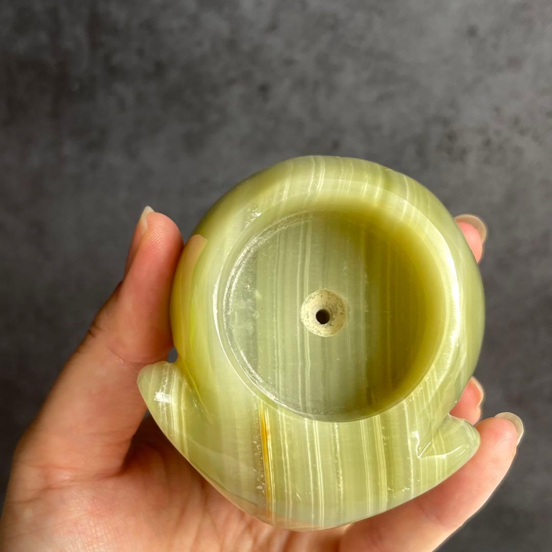 アフガニスタン オニキス 手彫り キャンドルホルダー アクセサリー入れ