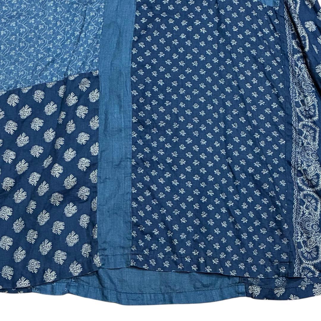 キャピタル パッチワーク インディゴリネン ペザントワンピース 1