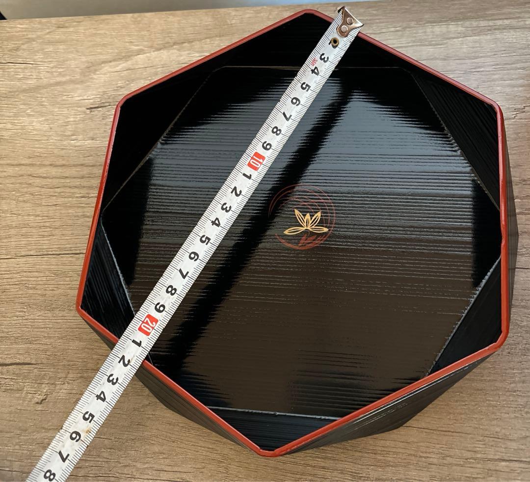 線挽塗盛り鉢、線挽塗六角器、越前河和田塗、５つ組、紙専用箱付