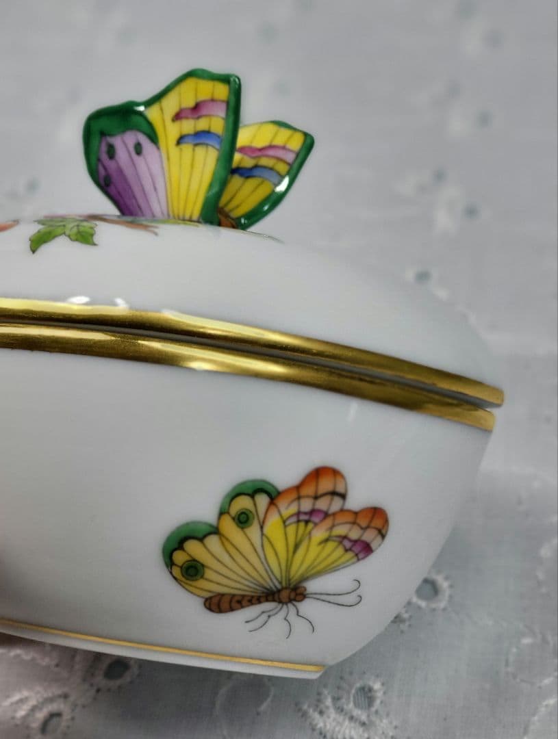 未使用近✨ヘレンド ヴィクトリア ボンボニエール 小物入れ アクセサリー蝶 花