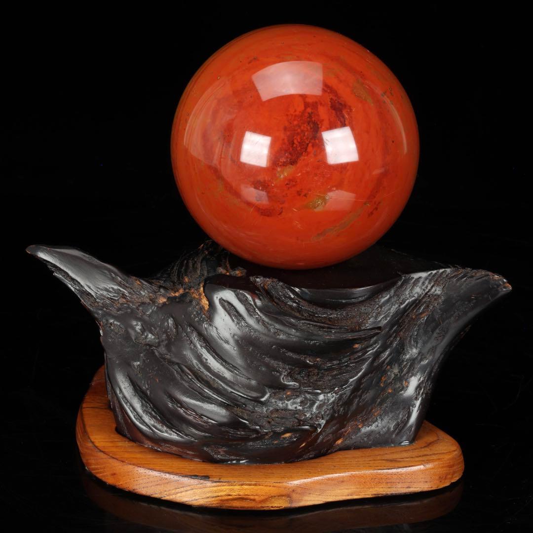 佐渡 赤玉石 玉 錦紅石 赤玉 赤石 原石 自然石 盆石 鑑賞石 水石 台座付