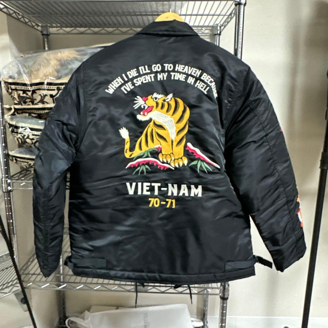 A-2デッキジャケット再構築 スカジャン 虎柄刺繍 高密度ナイロン