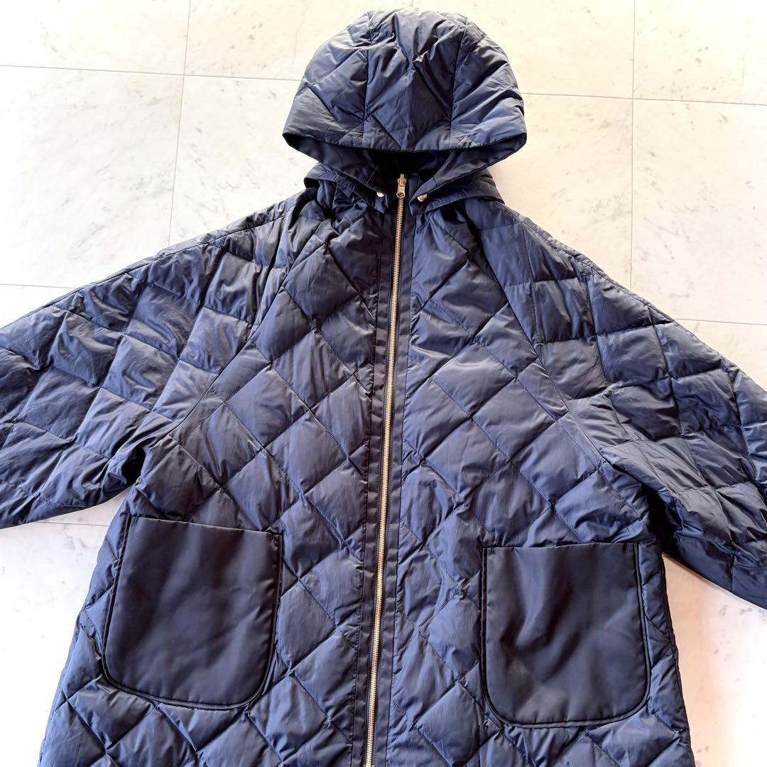 美品 トゥモローランドコレクション リナイロン フーデッドダウンコート ネイビー