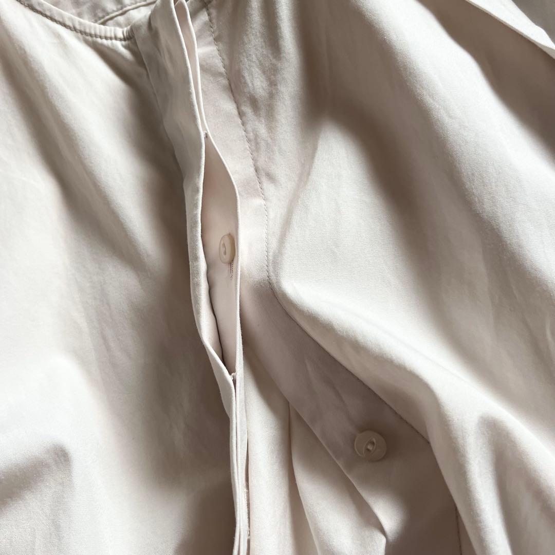 Drawer　ドゥロワー　シャツ　ブラウス　ボウタイリボン　比翼　ライトベージュ