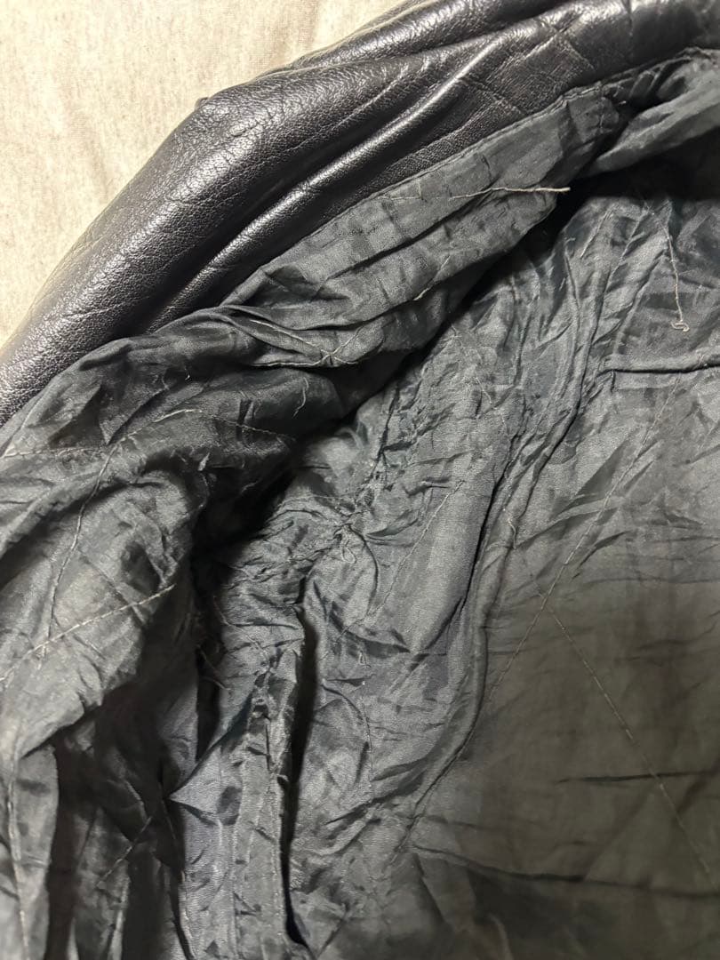 ブラックレザー ダブルライダースジャケット