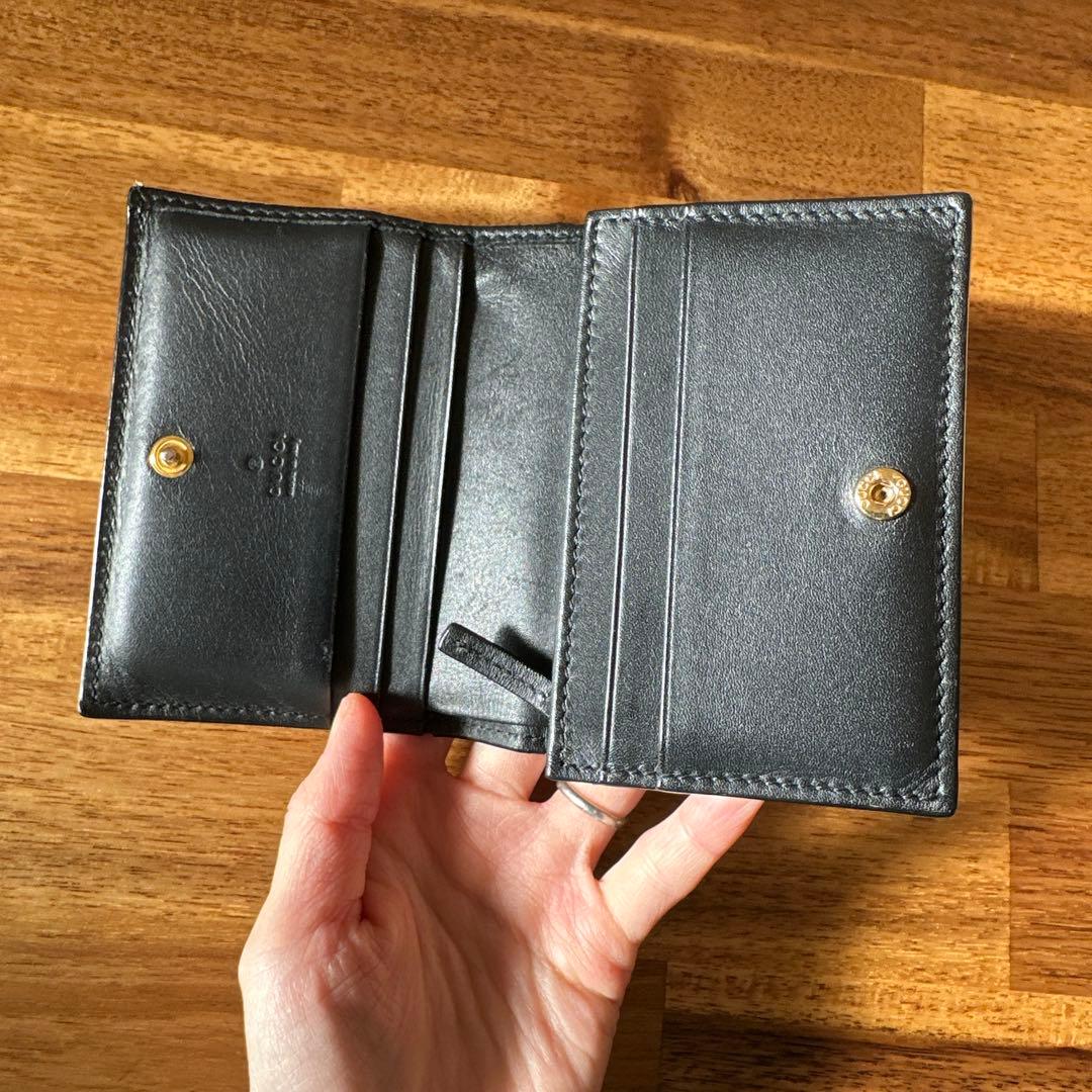 GUCCI グッチ GG柄 金の蜂 Bee 二つ折り 小さめ財布 ベージュ系