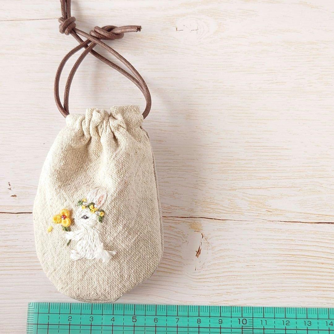 ちっちゃな巾着サシェ/詰替えタイプ【うさこと黄色い花】