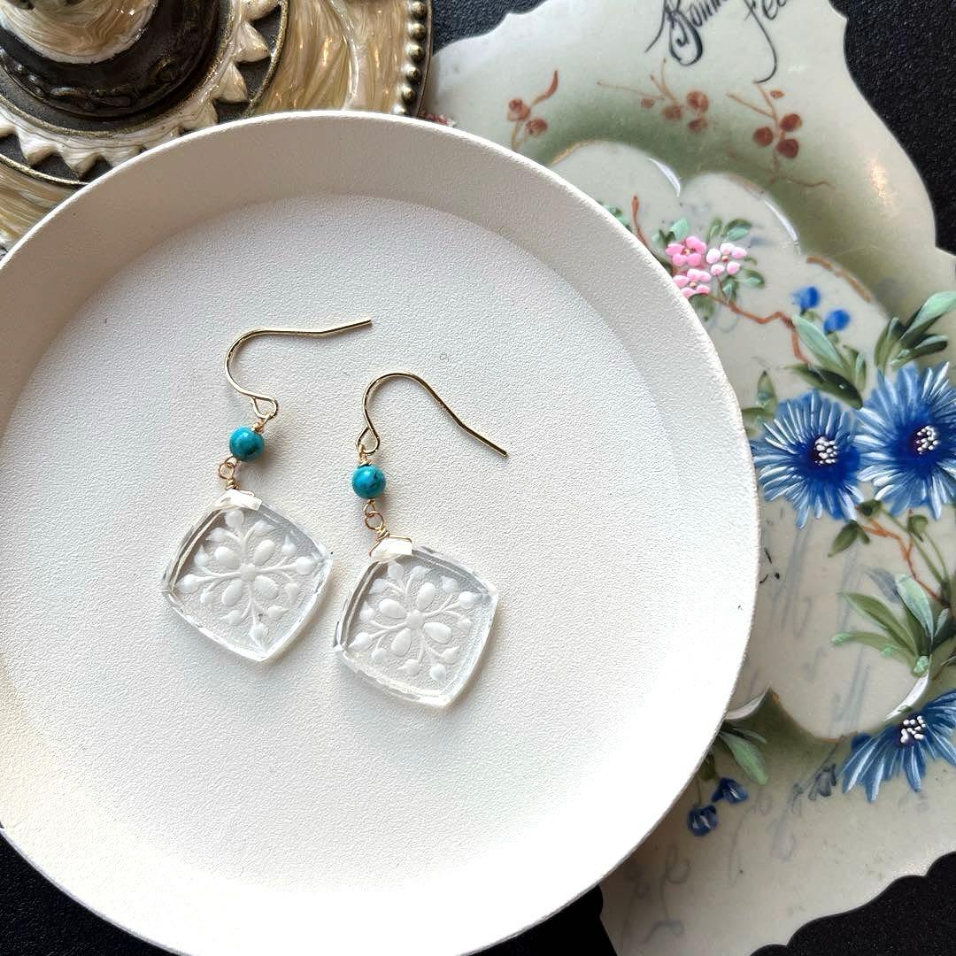 のんたん様✴︎水晶フラワーバックカービング&パープルモスアゲートネックレス