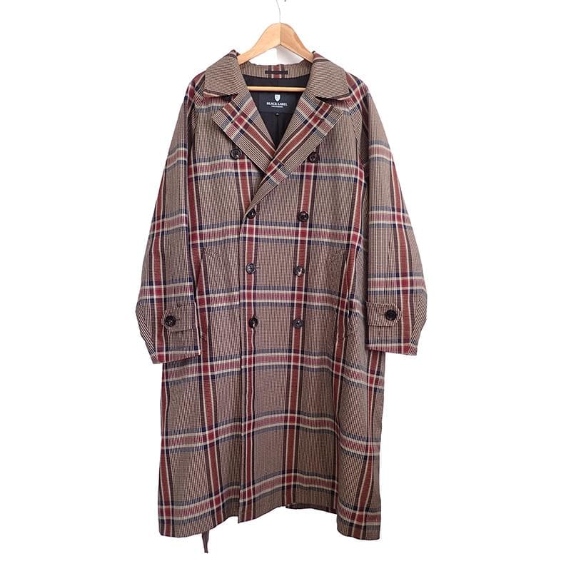 ★833 ブラックレーベル クレストブリッジ チェック柄トレンチコート M