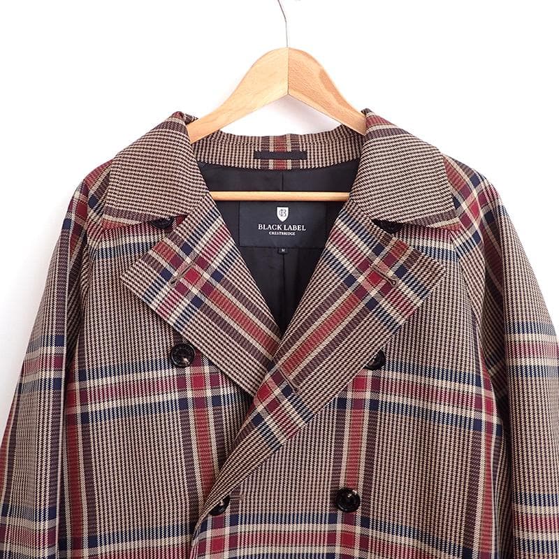 ★833 ブラックレーベル クレストブリッジ チェック柄トレンチコート M
