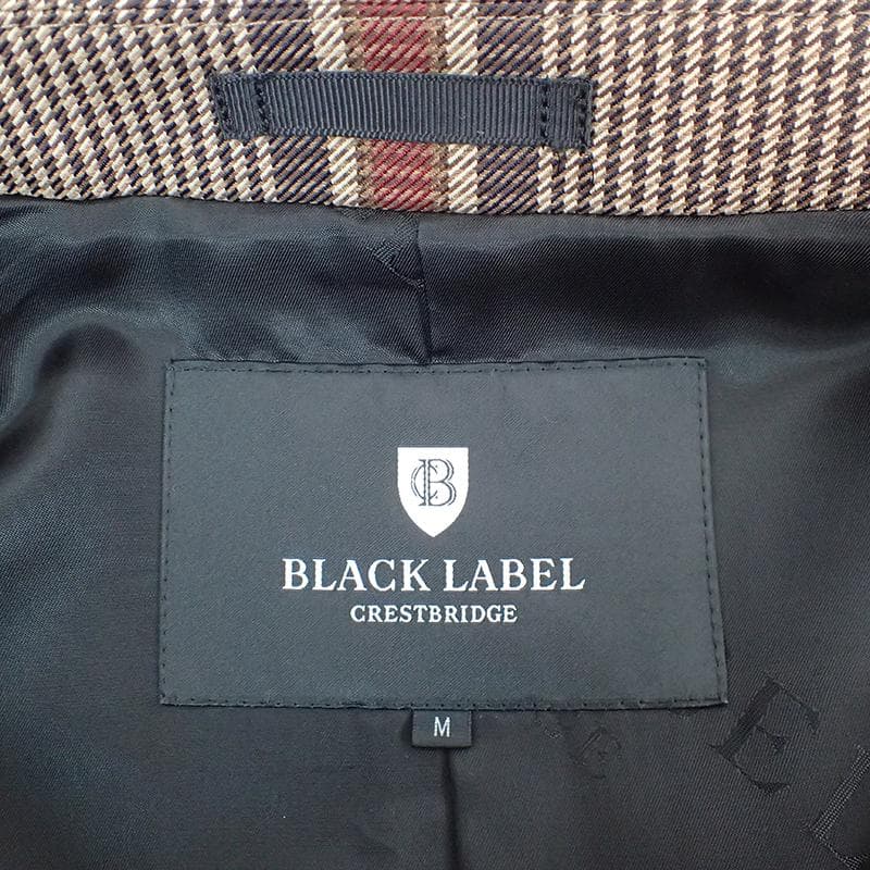 ★833 ブラックレーベル クレストブリッジ チェック柄トレンチコート M