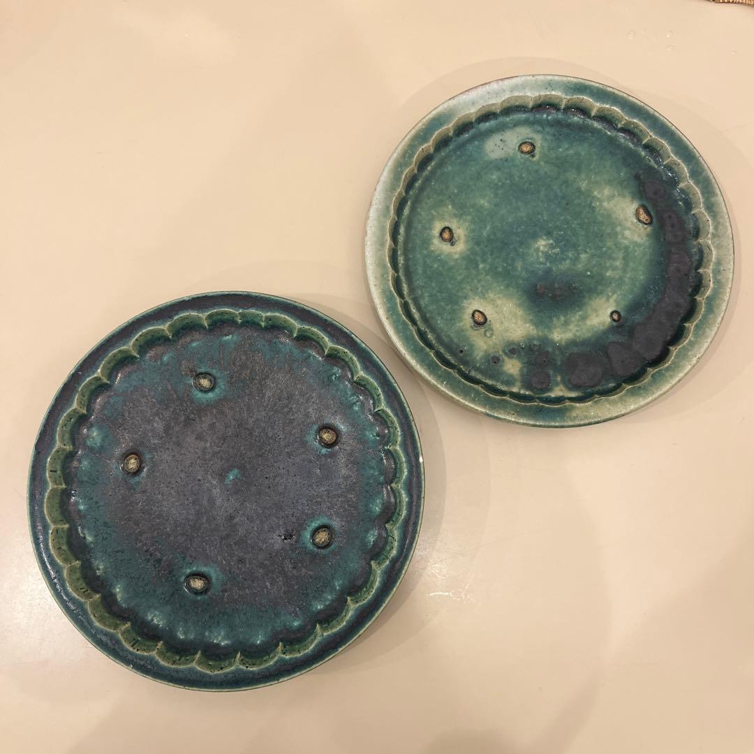 境道一　織部釉　プレート2枚　作家