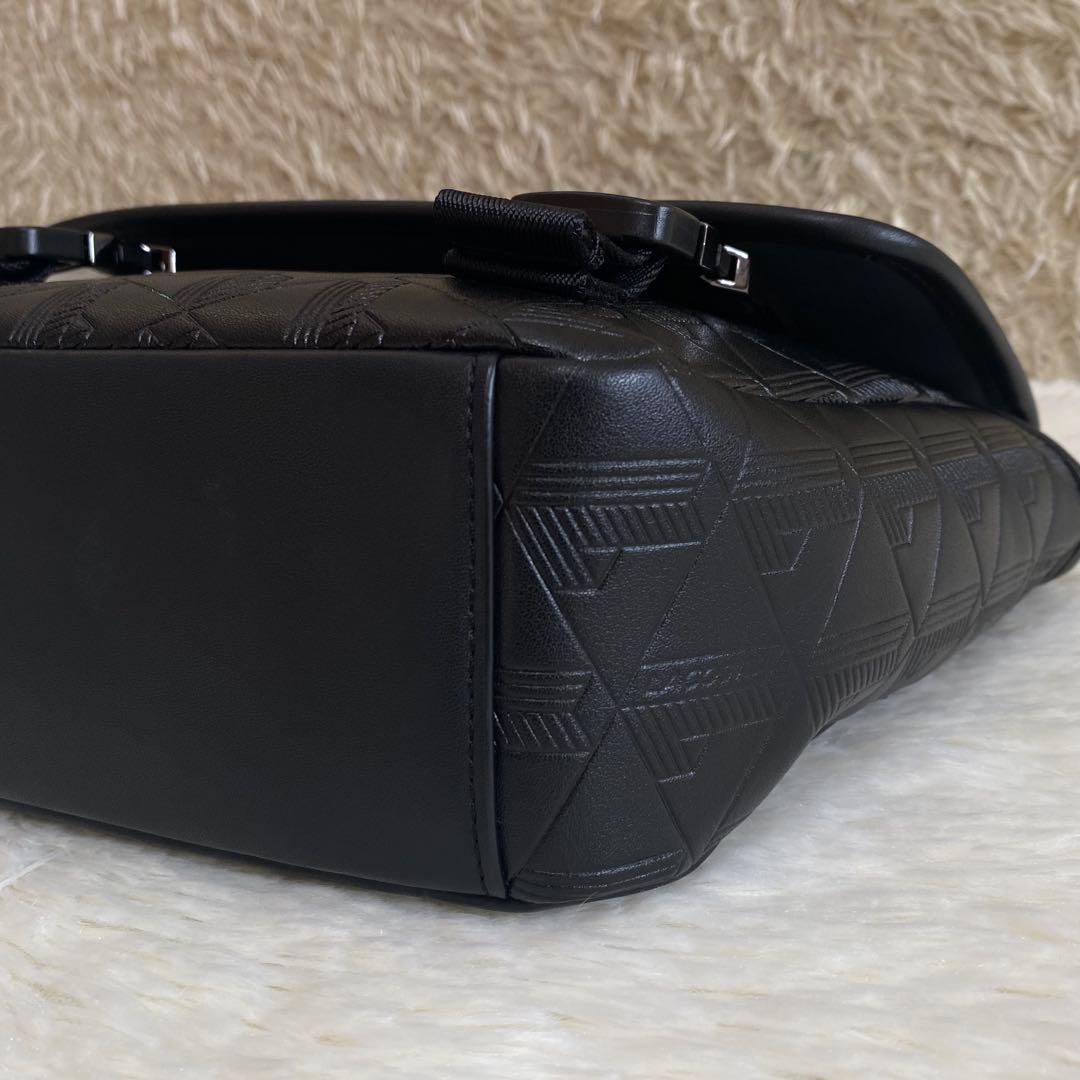 ✨極美品✨ LACOSTE モノグラム スモールメッセンジャーバッグ レザー 黒