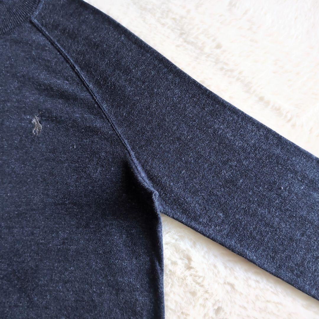 美品 ポロラルフローレン スタンドカラー ジップ ニットカーディガン ネイビー